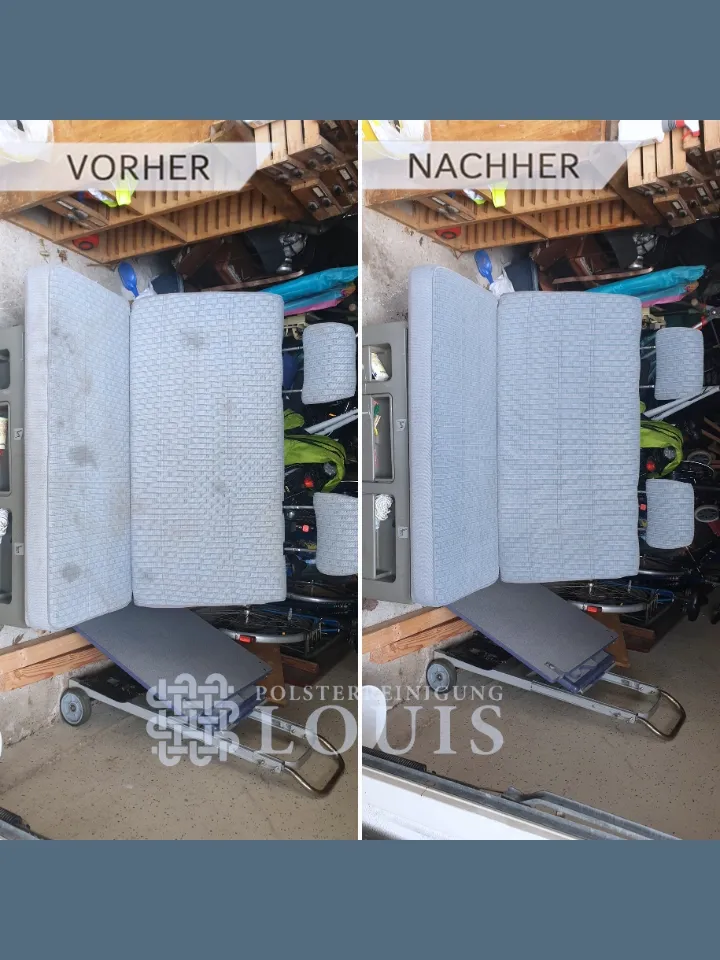 Direkter Vergleich vor und nach der Polsterreinigung