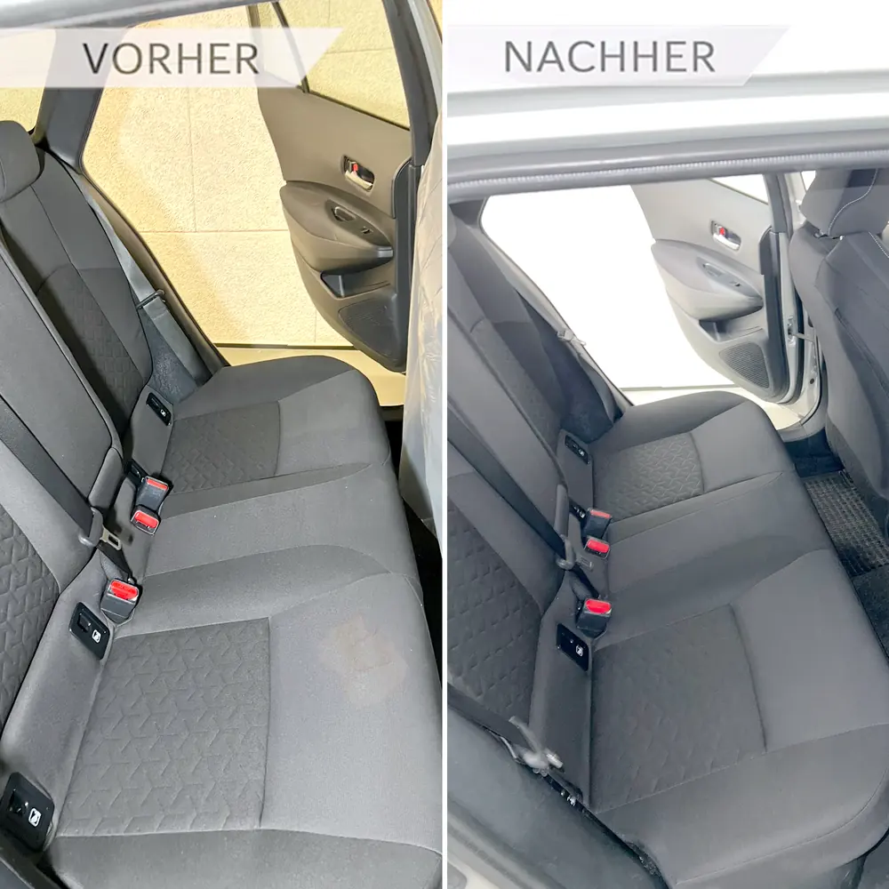 Autositz vor und nach der Autopolsterreinigung