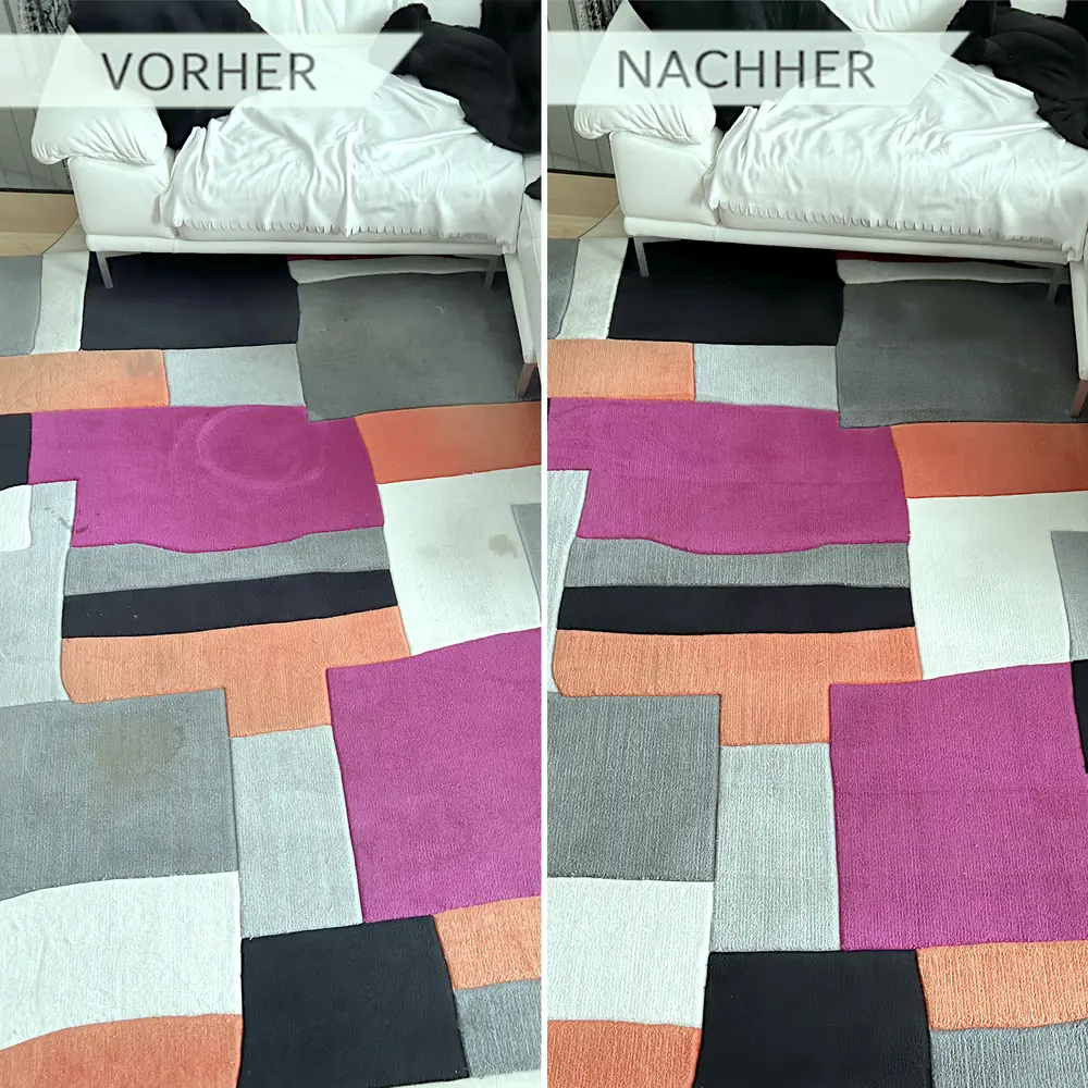 Teppich vor und nach der Teppichreinigung