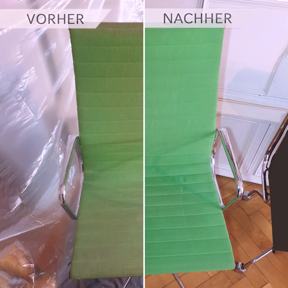 Stuhl vor und nach der Polsterreinigung