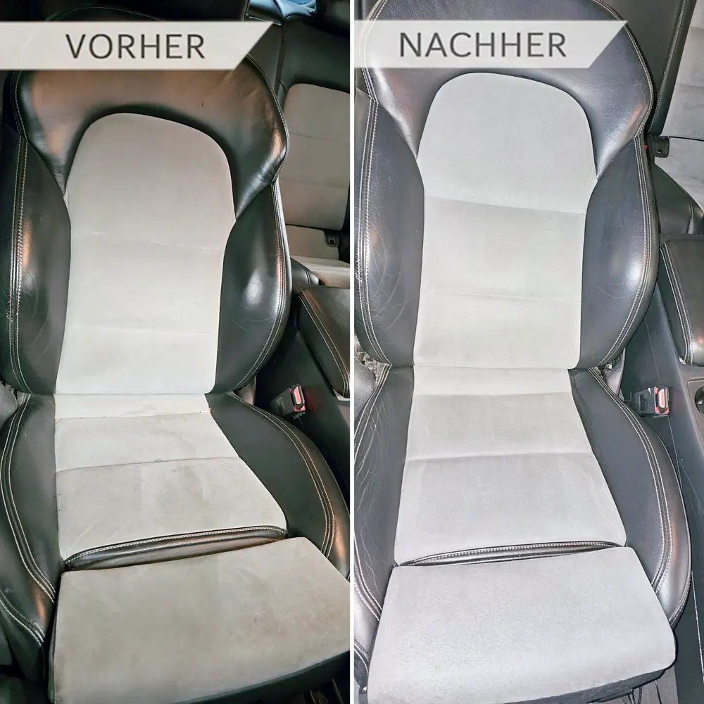 Autositz vor und nach der Autopolsterreinigung