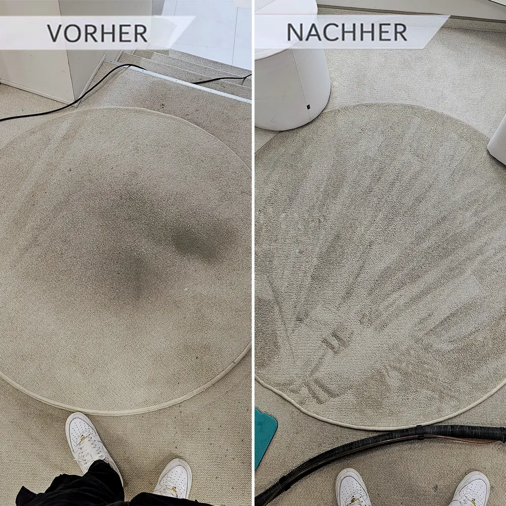 Teppich vor und nach der Teppichreinigung