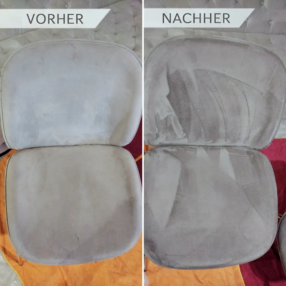 Stuhl vor und nach der Polsterreinigung