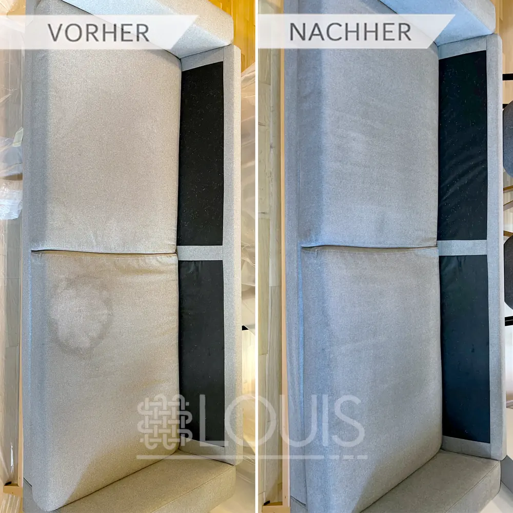 Sofa vor und nach der Polsterreinigung