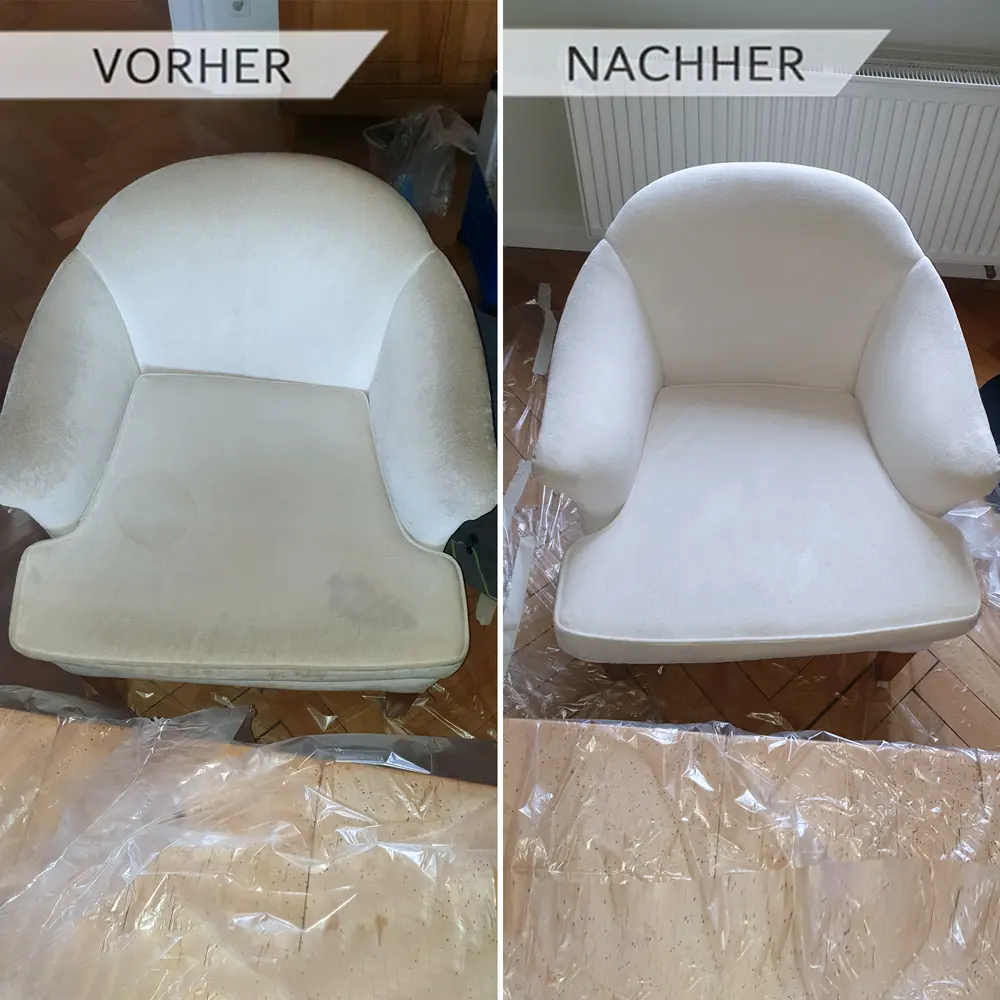 Stuhl vor und nach der Polsterreinigung