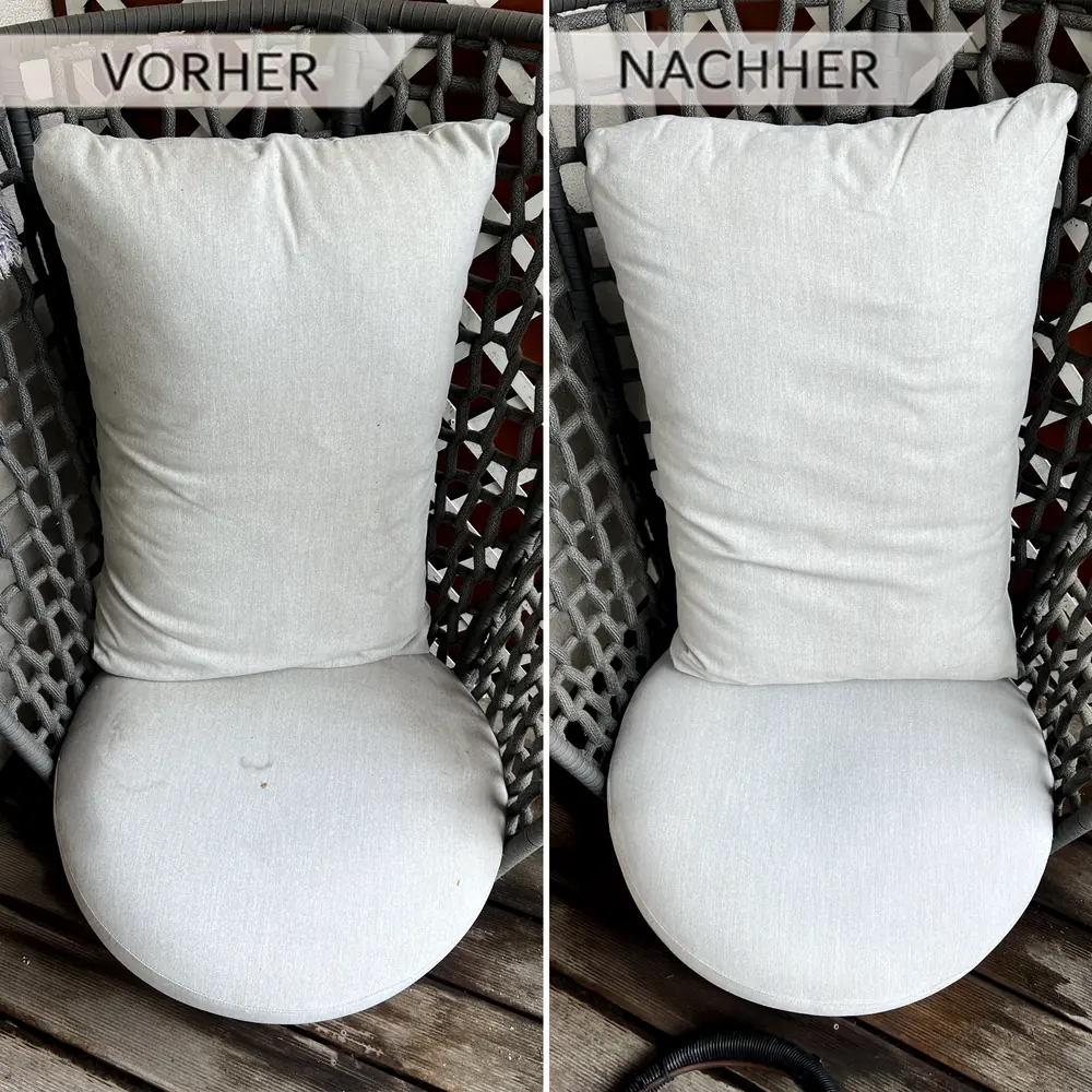 Kissen vor und nach der Polsterreinigung
