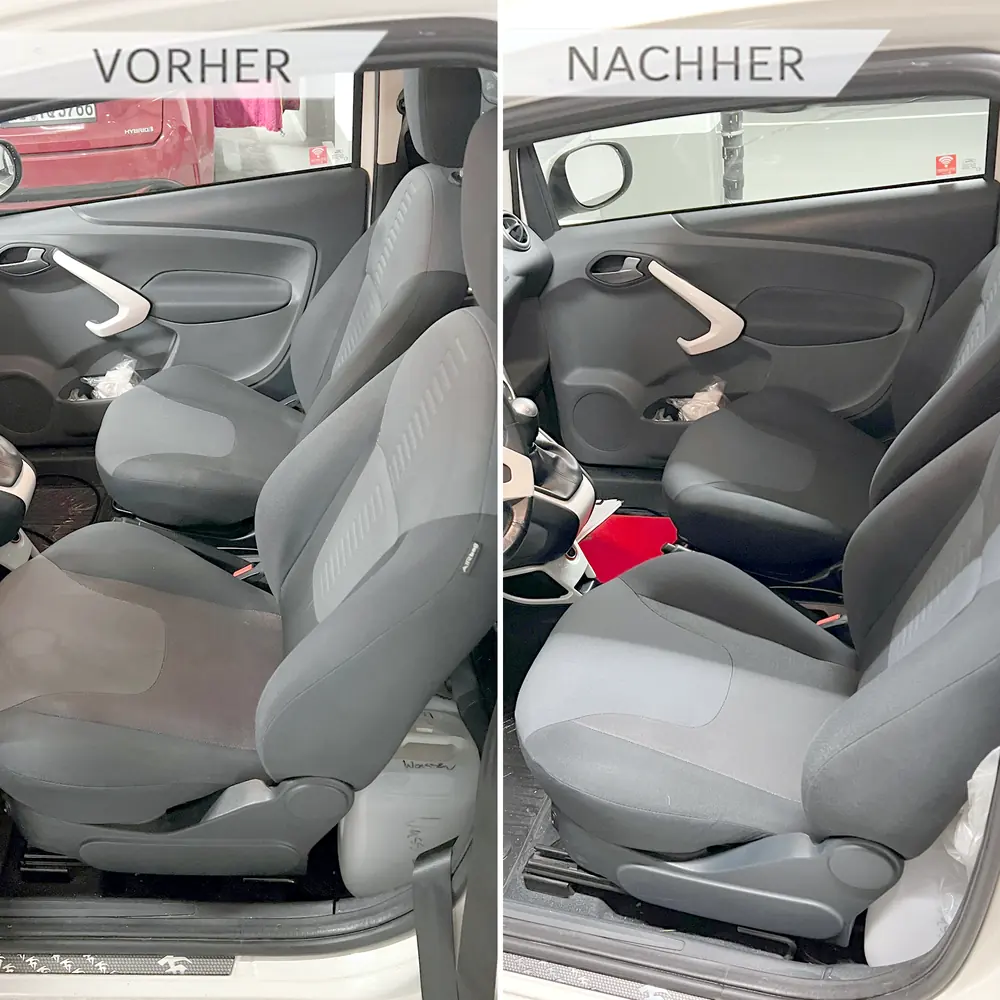 Autositz vor und nach der Autopolsterreinigung