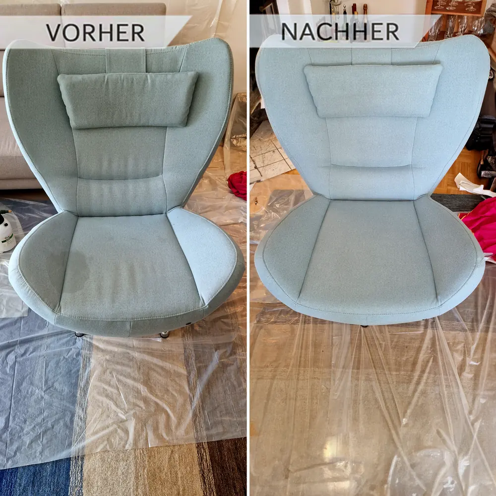 Stuhl vor und nach der Polsterreinigung