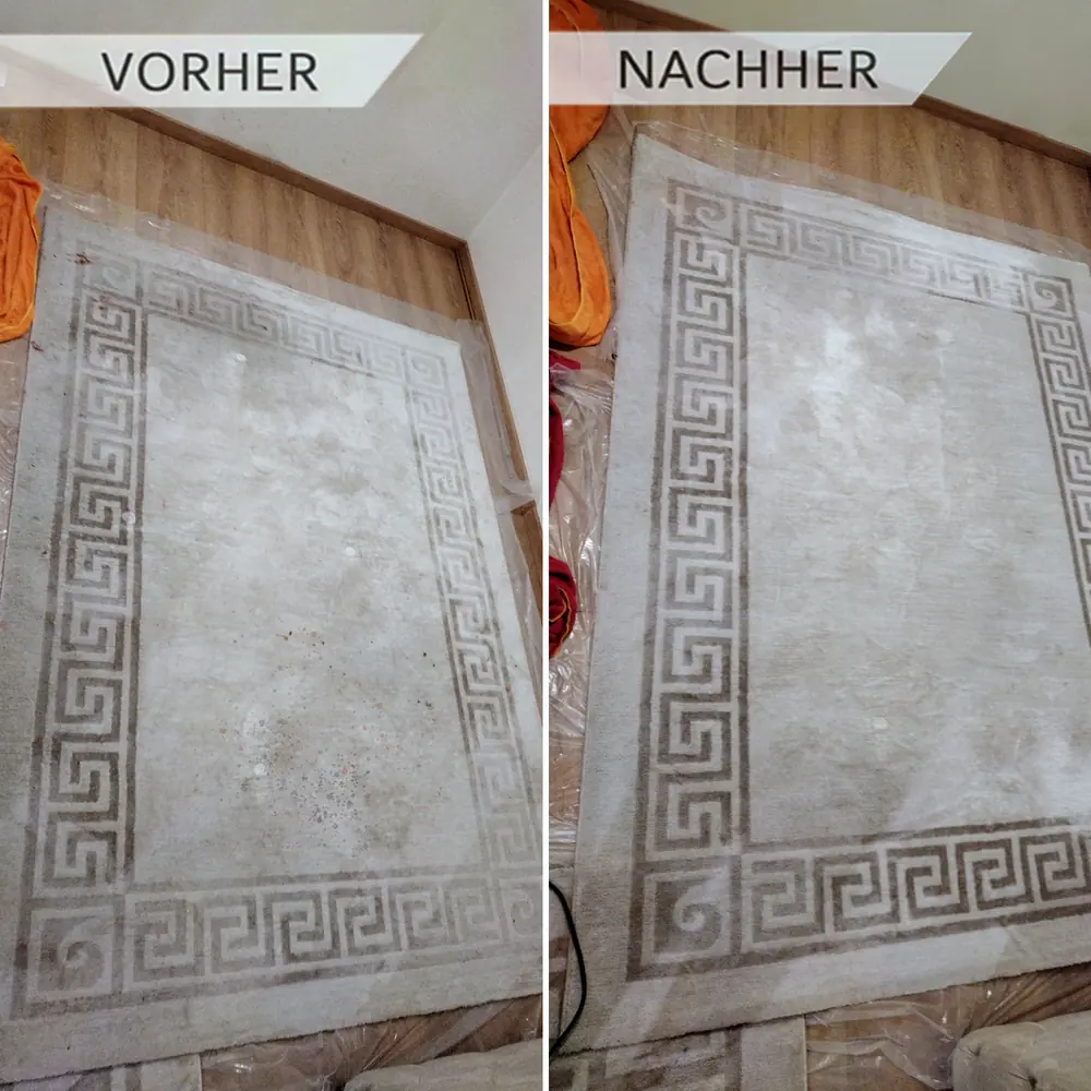 Teppich vor und nach der Teppichreinigung