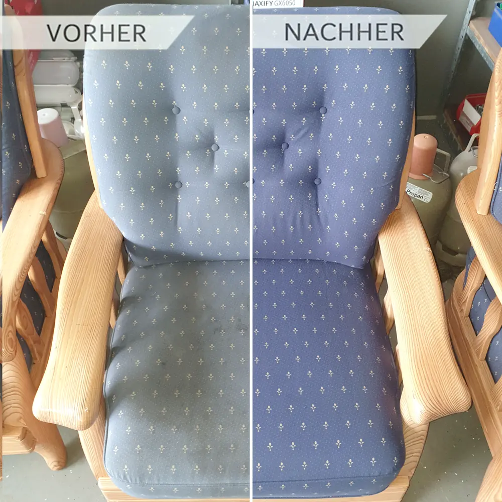 Sessel vor und nach der Polsterreinigung