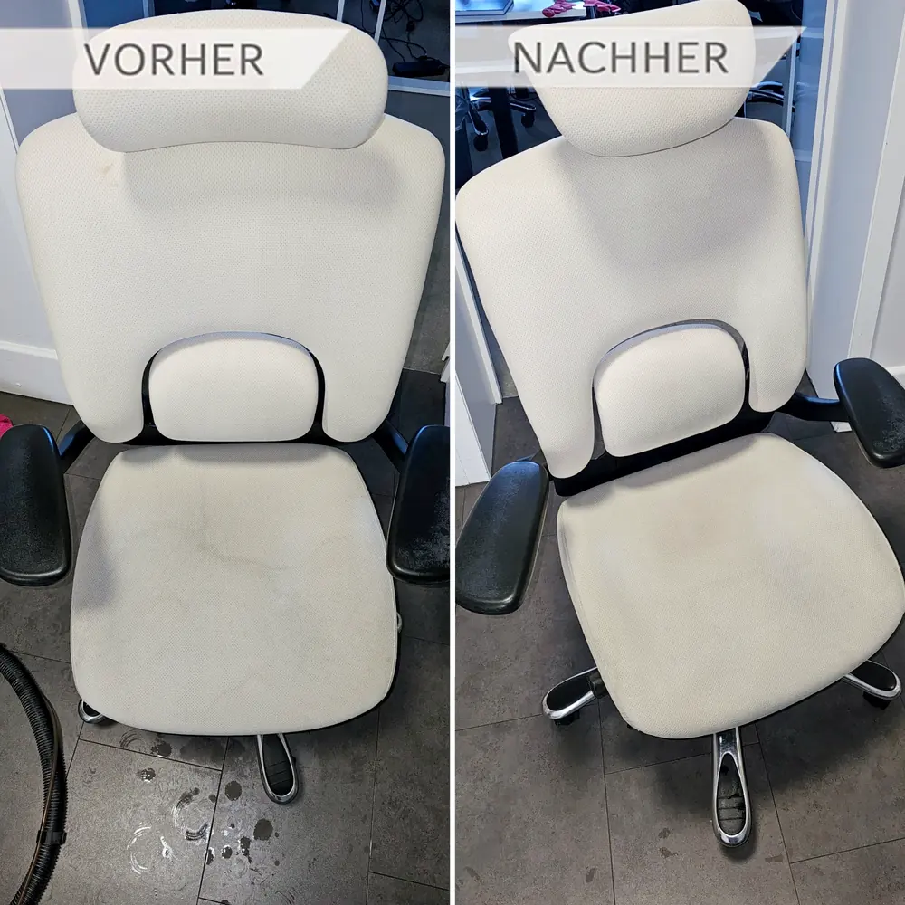 Buerostuhl vor und nach der Polsterreinigung