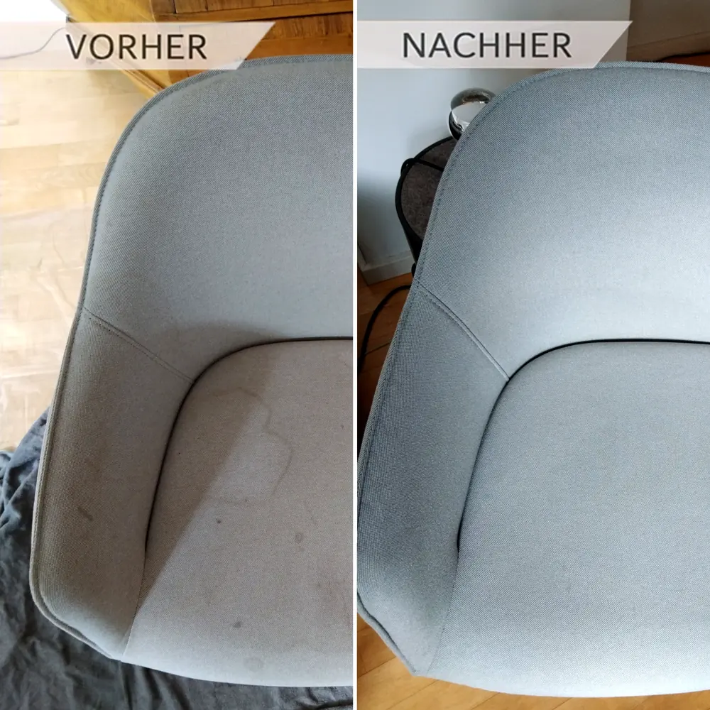 Stuhl vor und nach der Polsterreinigung