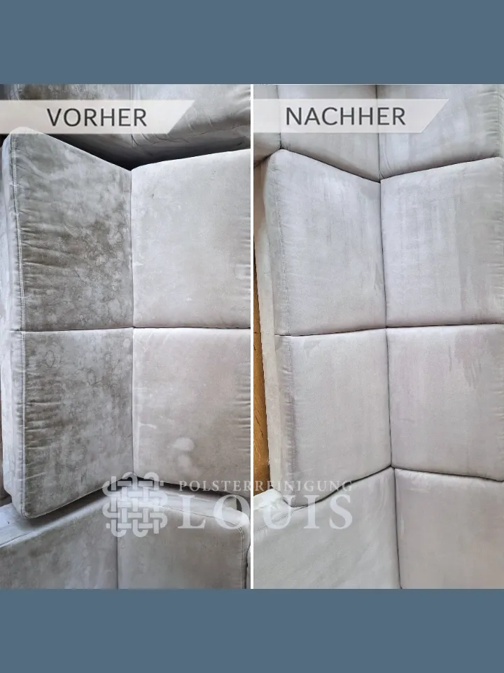 Polster vor und nach der Reinigung durch Louis Polsterreinigung