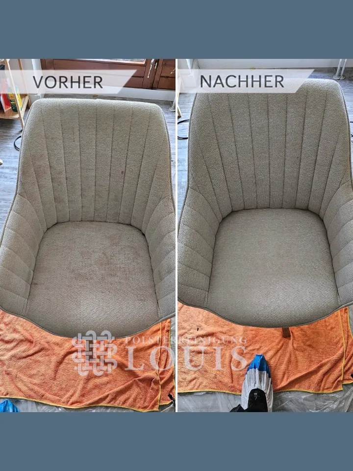 Direkter Vergleich vor und nach der Polsterreinigung
